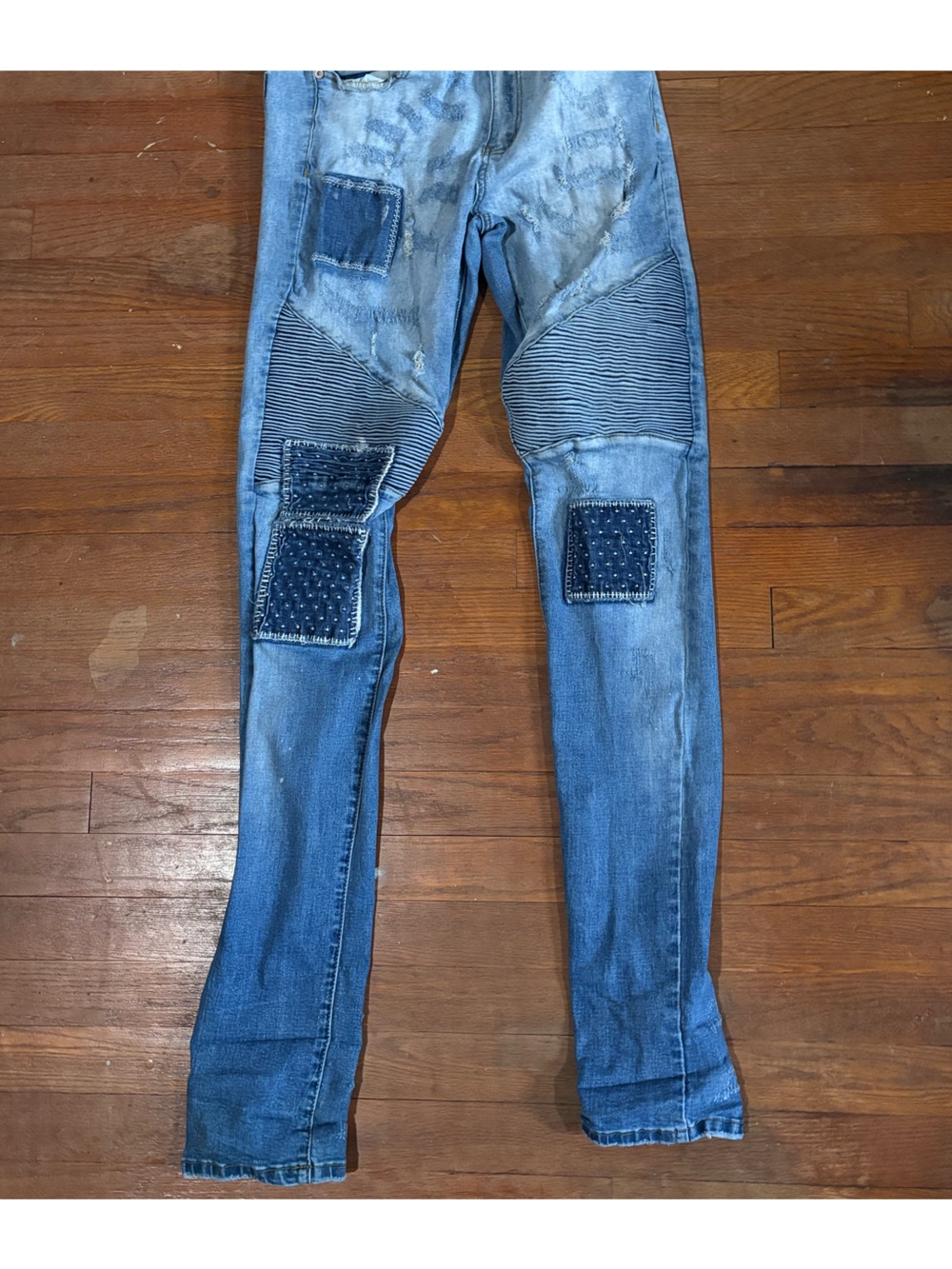 Men's Blue Patchwork Slim Jeans rue 21